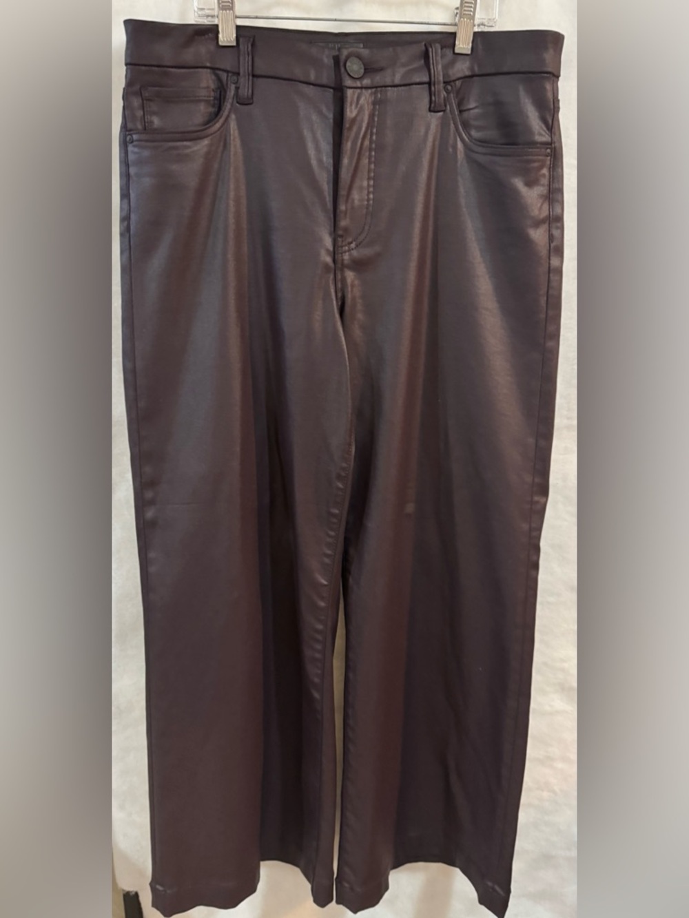 Kut from the Kloth Dark Wine Faux Leather Wide-Leg Pants